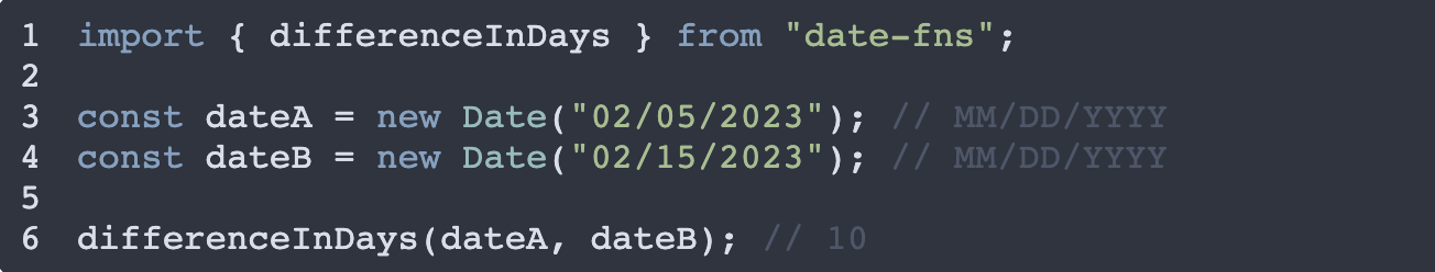 How to calculate the number of days between two dates in JavaScript​​ code example image