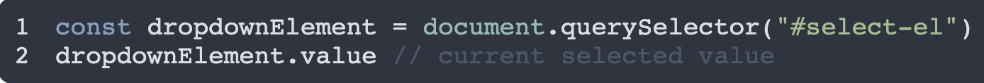 How to get the selected value in dropdown list using JavaScript code example image