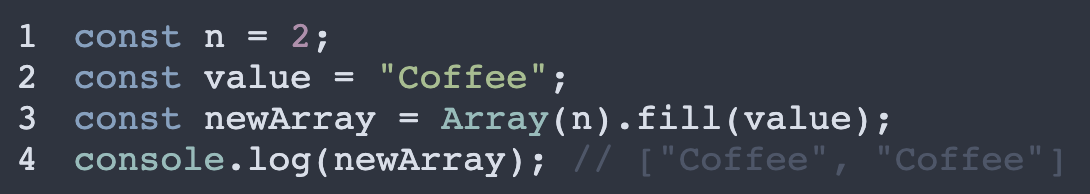 How to initialize an array with values in JavaScript code example image