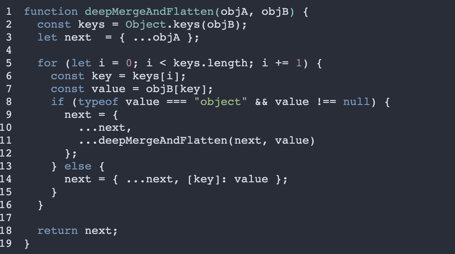 How to perform a deep flatten of two objects in JavaScript code example How to perform a deep flatten of two objects in JavaScript code example image