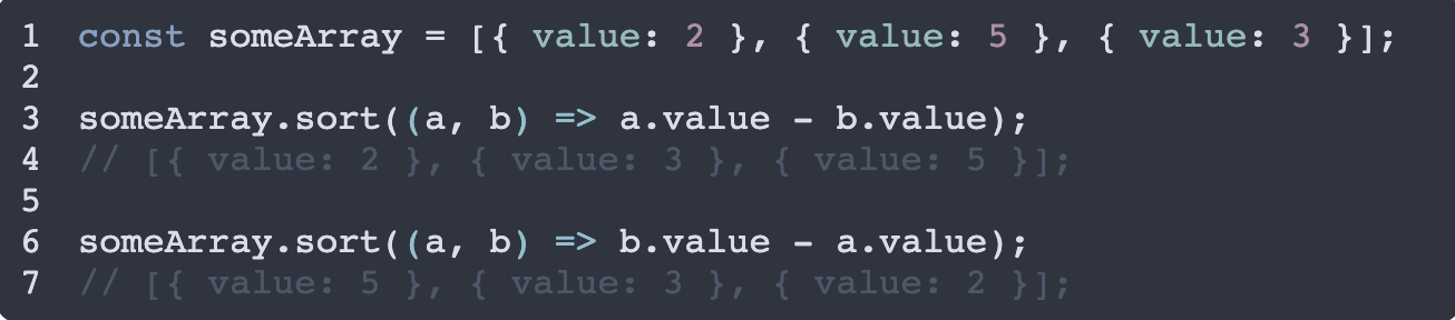 How to sort an array of objects by property value in JavaScript code example image