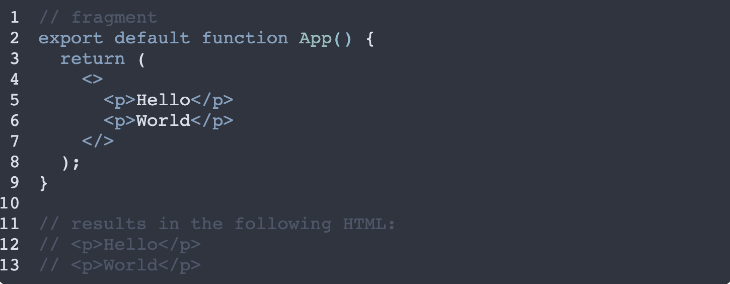 React.Fragment vs div code example image